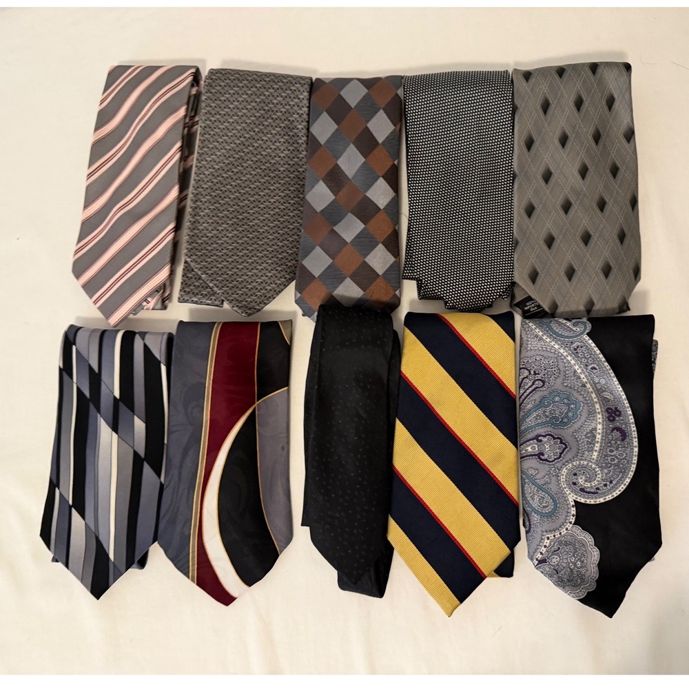 Mens Designer Silk Tie Lot 10pc Banana Republic Calvin Klein Stafford Arrow Tie